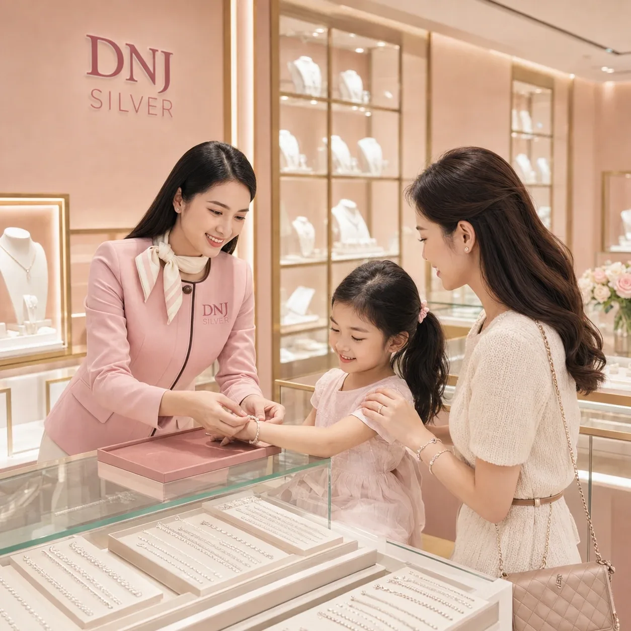 Khách hàng mua sắm tại DNJ Silver 1